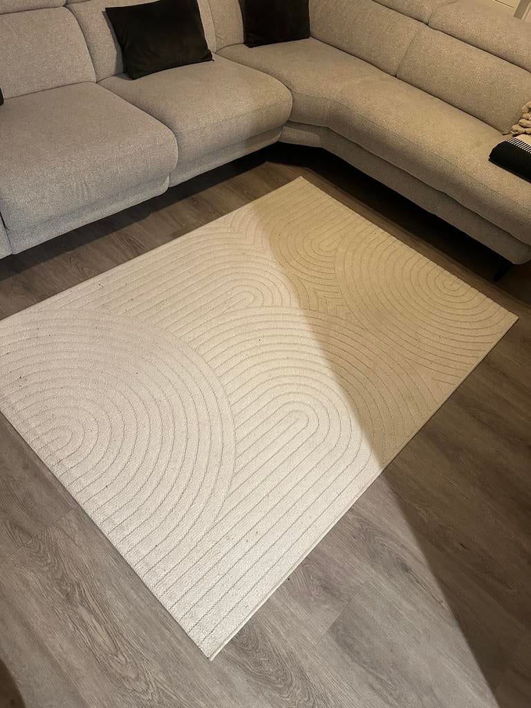 Witte vloerkleed 130 x 190 cm, 100 tot 150 cm, Wit, Ophalen of Verzenden, Zo goed als nieuw