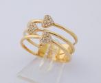 Brede 14 karaat Gouden Hart Ring Damesring Hartjes., Verzenden, Nieuw, Dame, Info@juwelenwereld.nl