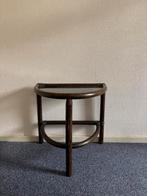 Vintage rotan/manou bijzettafel met rookglas, Huis en Inrichting, Ophalen