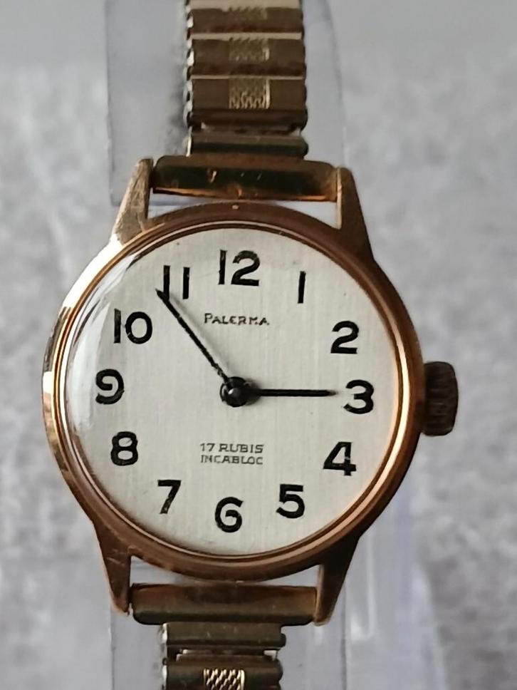 Palerma Gouden Dames Polshorloge 17 Jewel, Sieraden, Tassen en Uiterlijk, Overige Accessoires, Gebruikt, Ophalen of Verzenden