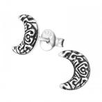 Sierlijke Maan Sikkel met hart oorbellen knopjes 925 zilver, Verzenden, Nieuw, Knopjes of Stekers, Zilver