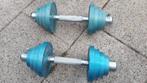 Dumbells set 2 x 15 kg blauw zie de foto's, Ophalen, Gebruikt, Benen, Dumbbell