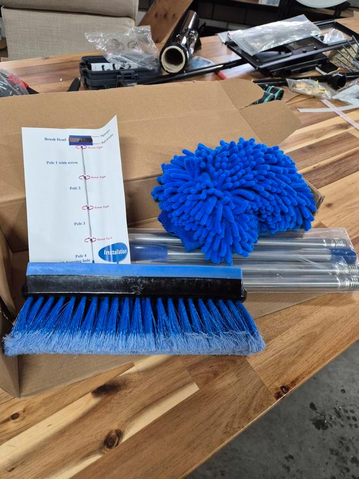 Reinigingsset met borstel, dweil en telescoopsteel, Huis en Inrichting, Schoonmaakartikelen, Bezem of Borstel, Ophalen of Verzenden