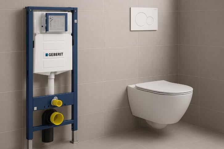 ACTIE !! Geberit up320 + Wc + drukplaat sigma01, Doe-het-zelf en Verbouw, Sanitair, Nieuw, Toilet, Ophalen