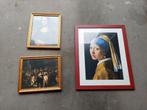 Lijst met poster mona Lisa nachtwacht en meisje met parel, Ophalen, Minder dan 50 cm, Zo goed als nieuw, Minder dan 50 cm