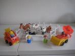 Vintage Fisher Price dieren poppetjes vorkheftruck Bulldozer, Ophalen of Verzenden, Gebruikt