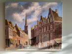 Schilderij Hoorn, doorkijkje Gouw-Nieuwstr. van J. Swagerman, Antiek en Kunst, Ophalen of Verzenden