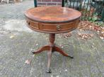 Engelse mahonie wijn/drumtable met 2 laden., Ophalen of Verzenden