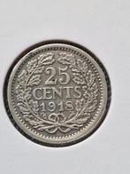 25 cent 1918 zilver prachtig-, Postzegels en Munten, Munten | Nederland, Ophalen of Verzenden, Koningin Wilhelmina, 25 cent, Zilver