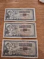 Joegoslavische Dinars - 3 Biljetten, Postzegels en Munten, Bankbiljetten | Europa | Niet-Eurobiljetten, Ophalen, Joegoslavië, Los biljet