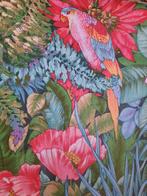 Franse brocante gordijnstof stof vogel papegaai floral 5 met, Antiek en Kunst, Curiosa en Brocante, Ophalen of Verzenden