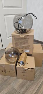 4 hanglampen set grijs glas, Ophalen, Nieuw, Glas, Led