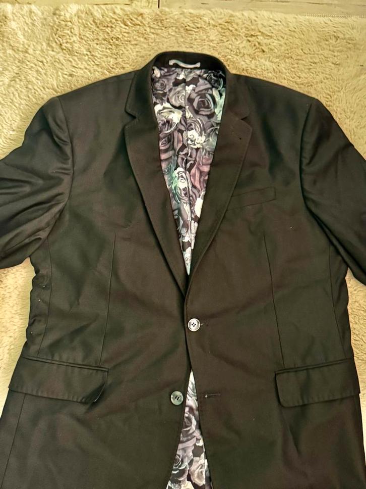 Zwart colbert met bloemenvoering, Kleding | Heren, Kostuums en Colberts, Zo goed als nieuw, Maat 56/58 (XL), Zwart, Ophalen of Verzenden