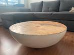 Hippe Salontafel, halve bol hout/wit (metaal), Huis en Inrichting, Tafels | Salontafels, Ophalen, 50 tot 100 cm, Rond, 50 tot 100 cm
