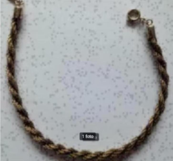 Armbandje, enkelbandje; goudkleurig met zwart; 20 cm lang, Sieraden, Tassen en Uiterlijk, Enkelbandjes en Enkelkettinkjes, Zo goed als nieuw