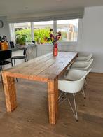 Stoere balken (oud grenen) eettafel 220 cm Jan van Ijken, Ophalen, Gebruikt, 200 cm of meer, 50 tot 100 cm
