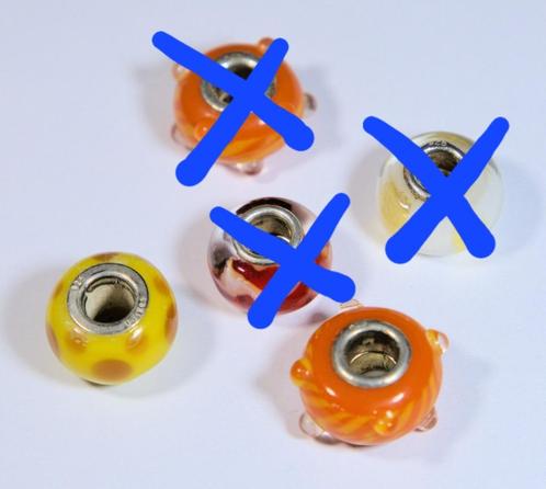 Glasbedels met zilveren kern oa voor Pandora, Sieraden, Tassen en Uiterlijk, Bedels, Zo goed als nieuw, Zilver, 2 of 3 bedels