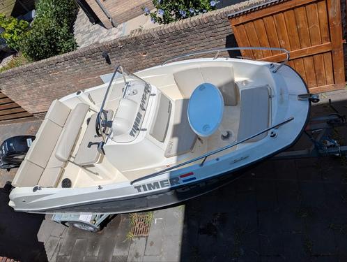 Quicksilver 505 open activ 60pk op staingtrailer, Watersport en Boten, Vis- en Consoleboten, Gebruikt, 50 tot 70 pk, 3 tot 6 meter