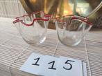 Vintage Glazen Zakdoek vaasjes met Rode Rand - Set van 2, Ophalen of Verzenden