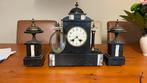 Antieke Schoorsteenklok met Garnituren, Antiek en Kunst, Antiek | Klokken, Ophalen of Verzenden