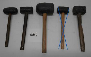 Rubber hamer, 4 stuks, div steellengtes en maten beschikbaar voor biedingen