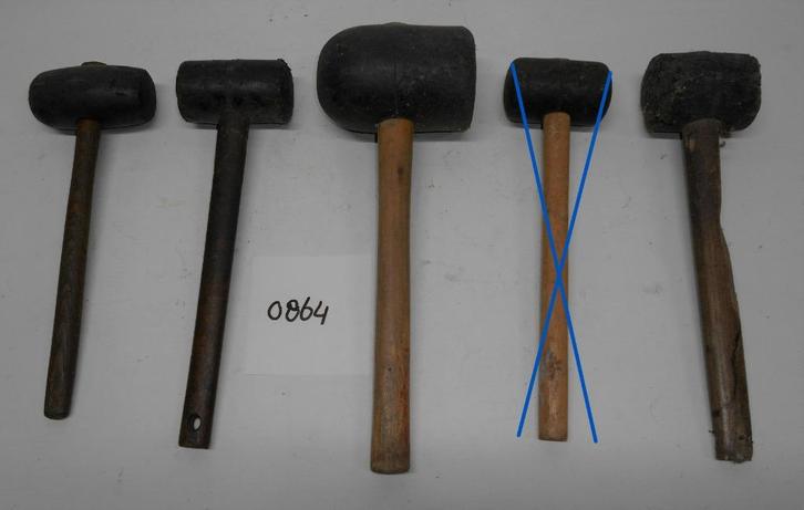 Rubber hamer, 4 stuks, div steellengtes en maten, Doe-het-zelf en Verbouw, Gereedschap | Handgereedschap, Gebruikt, Ophalen of Verzenden