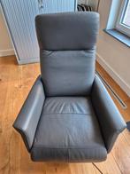 Relaxfauteuil grijs leer elektrisch, Huis en Inrichting, Fauteuils, Ophalen, Gebruikt, Leer