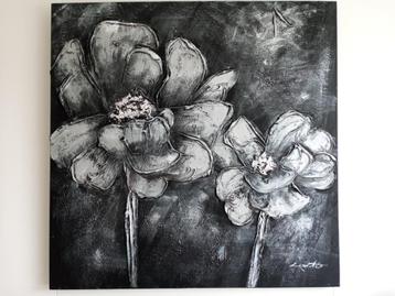 Modern canvas schilderij met "twee bloemen" beschikbaar voor biedingen