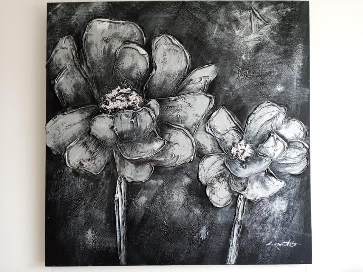 Modern canvas schilderij met "twee bloemen", Antiek en Kunst, Kunst | Schilderijen | Modern, Ophalen