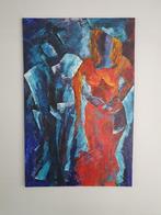 Olieverf schilderij kunstwerk vrouw, man, kind, Antiek en Kunst, Kunst | Schilderijen | Klassiek, Ophalen