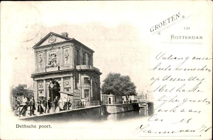 Rotterdam Delftsche Poort st 1902, Verzamelen, Ansichtkaarten | Nederland, Gelopen, Zuid-Holland, Voor 1920, Verzenden