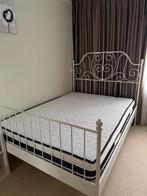 Ikea 2 persoonsbed Leirvik 140x200, Wit, Tweepersoons, Zo goed als nieuw, Hout