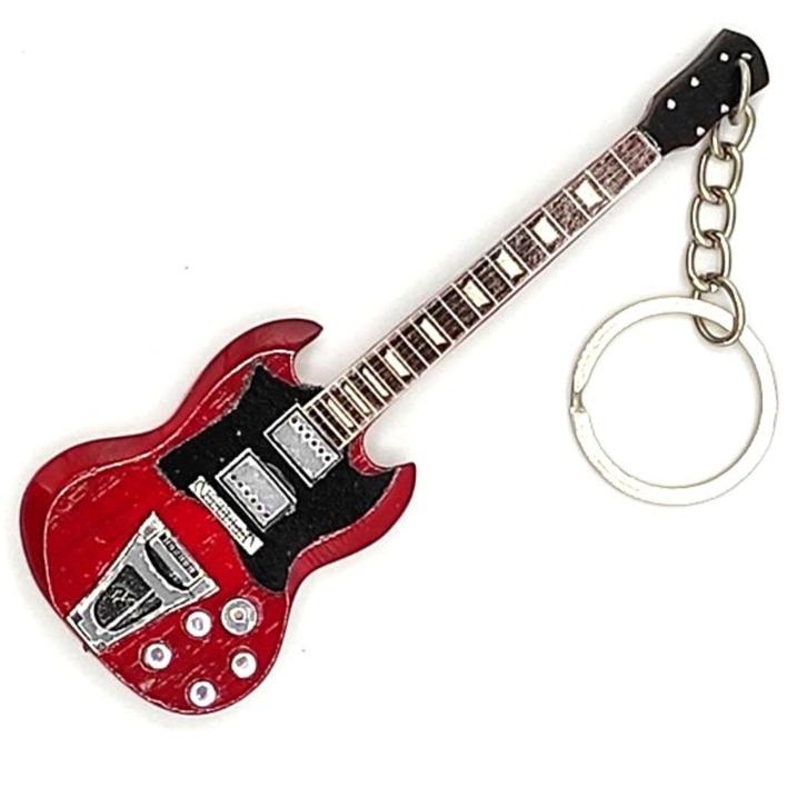 Angus Young ACDC gitaar sleutelhanger van hout keychain, Verzamelen, Muziek, Artiesten en Beroemdheden, Nieuw, Foto of Kaart, Ophalen of Verzenden