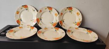 Mosa Plateel Oostindische kers 1918-1940 6x ontbijtbordje  beschikbaar voor biedingen
