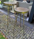 Plantentafels goud/brons 88 en 98 cm hoog., Huis en Inrichting, Metaal of Aluminium, Rond, Nieuw, 60 cm of meer