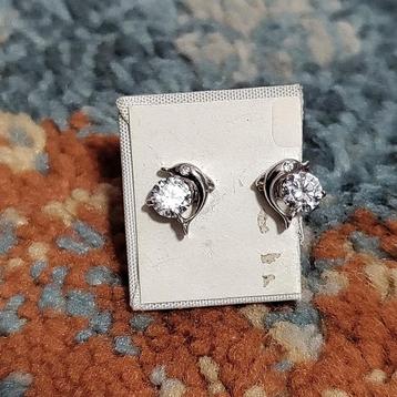 925 zilver oorbellen cz zirkonia en dolfijn gratis verzenden beschikbaar voor biedingen