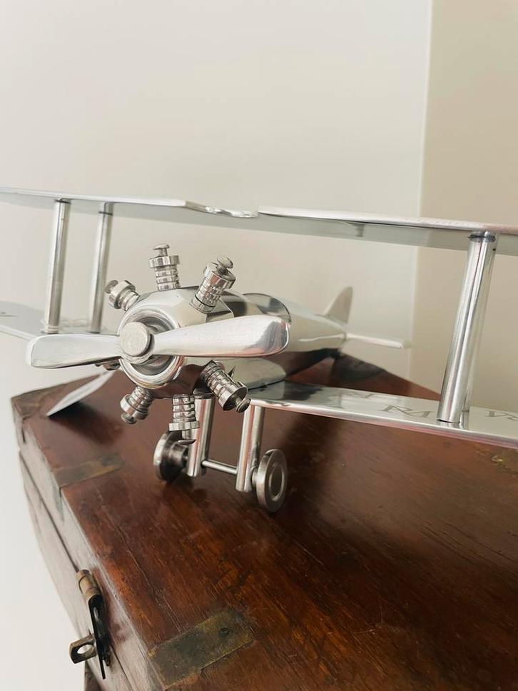 Rivièra Maison vliegtuig deco aluminium biplane (nieuw), Huis en Inrichting, Woonaccessoires | Overige, Nieuw, Ophalen of Verzenden