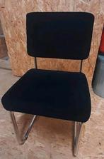 Zwarte rib stoffen stoel met chrome onderstel Gispen model, Huis en Inrichting, Ophalen, Gebruikt, Zwart, Stof