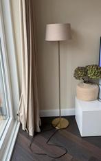 Vloerlamp goud met beige linnen lampenkap, Ophalen, Gebruikt, Metaal, 100 tot 150 cm