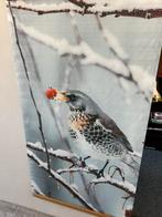 Doek zanglijster lijster winter 110 x 60 vogel afbeelding, Tuin en Terras, Ophalen of Verzenden, Zo goed als nieuw