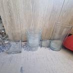 Set van 8 glazen vazen in diverse vormen en maten, Gebruikt, Overige kleuren, Ophalen of Verzenden, Glas