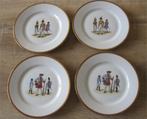 Antieke set van 4 Zwitserse bordjes met soldaten, Antiek en Kunst, Ophalen of Verzenden