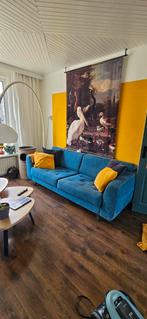 Petrol blauwe 2,5 zitter GRATIS, Huis en Inrichting, Banken | Bankstellen, Ophalen, Gebruikt, Driepersoons, 75 tot 100 cm
