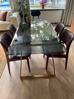 MADE Eettafel met gouden frame, Huis en Inrichting, Tafels | Eettafels, Ophalen, Gebruikt, 50 tot 100 cm, Vijf personen of meer