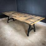 Industriële Eettafel – Vergrijsd Wagonvloer Blad, 200 cm of meer, 50 tot 100 cm, Industrieel, Rechthoekig