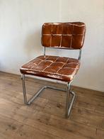 Vintage Cantilever Stoelen Bruin Leer/Chroom, Huis en Inrichting, Stoelen, Ophalen, Gebruikt, Bruin, Vier