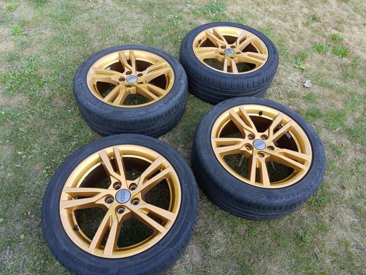 Orginele  gouden audi A3  S3 velgen 5x112 225/45/17, Auto-onderdelen, Ophanging en Onderstel, Audi, Seat, Volkswagen, Gebruikt