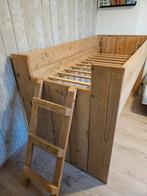 Steigerhouten Halfhoogslaper, Ophalen, Gebruikt, Hoogslaper of Stapelbed, 70 tot 85 cm