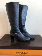 Zwarte leren laarzen One2have maat 40, Kleding | Dames, Schoenen, Hoge laarzen, Verzenden, Zwart, Zo goed als nieuw