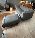 Pode 3-zits bank met hocker, blauw/grijs, Huis en Inrichting, Banken | Bankstellen, Ophalen, Driepersoons, 75 tot 100 cm, Zo goed als nieuw